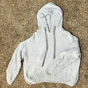 RD Style Women’s Hooded Soft-Knit Cropped Sweater with Velvet Drawstrings Size S